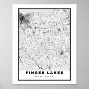 Póster Mapa de Finger Lakes