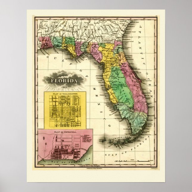 Póster Mapa de Florida 1831 (Frente)