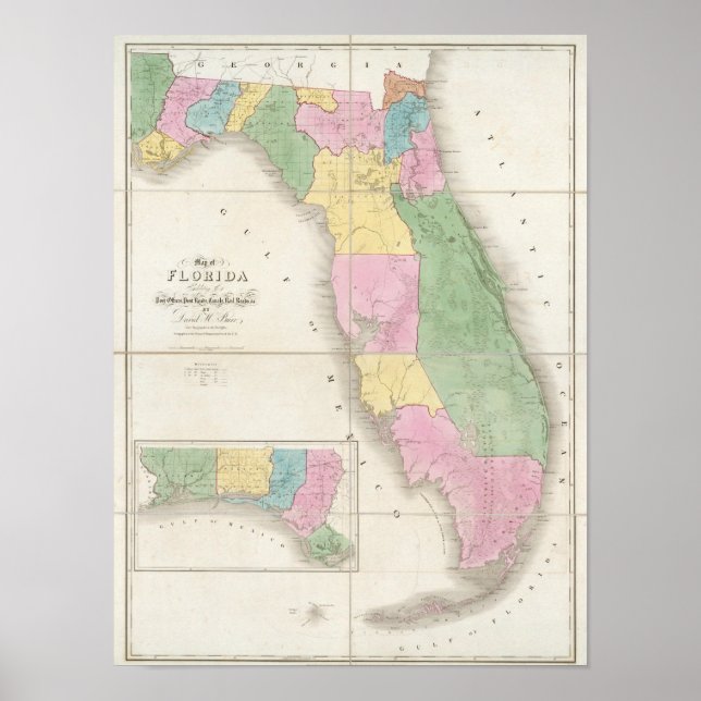 Póster Mapa de Florida 2 (Frente)