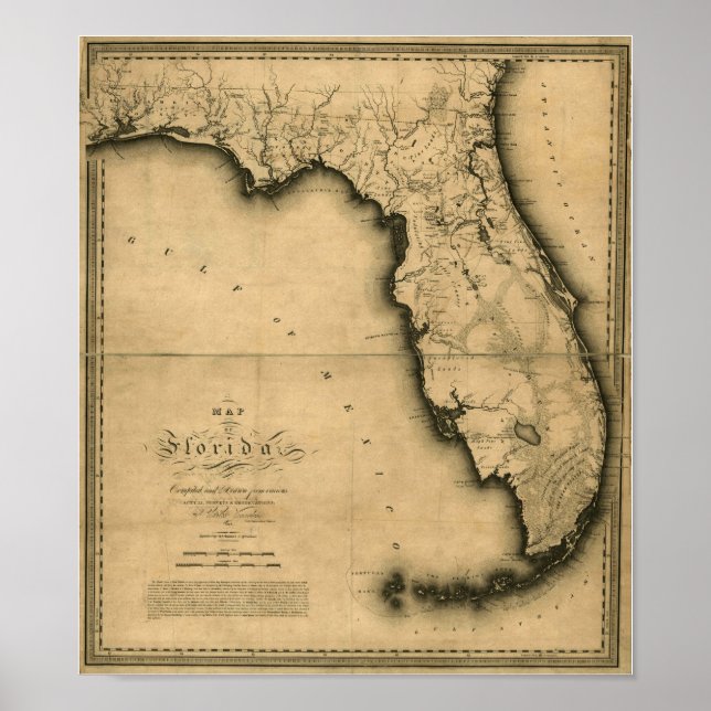 Póster Mapa de Florida de 1823 (Frente)