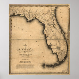 Póster Mapa de Florida de 1823