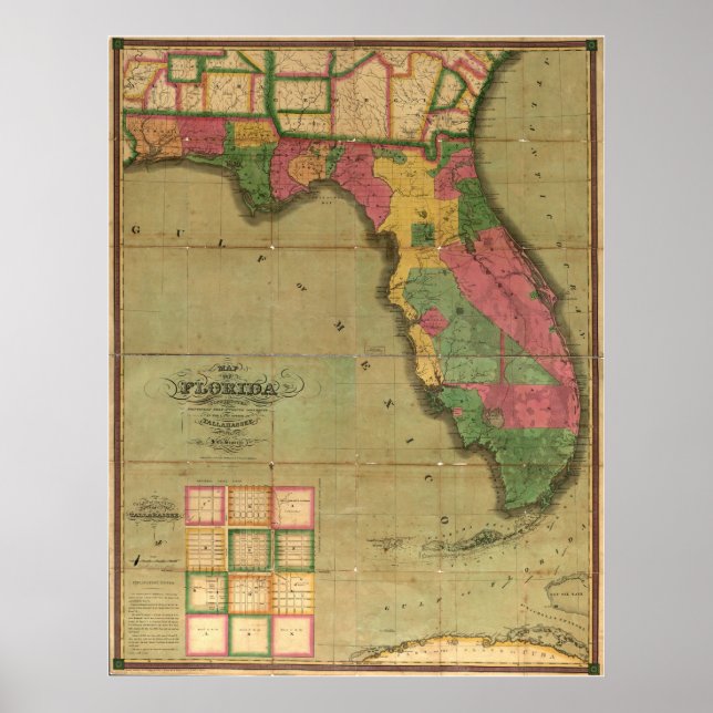 Póster Mapa de Florida de 1829 (Frente)