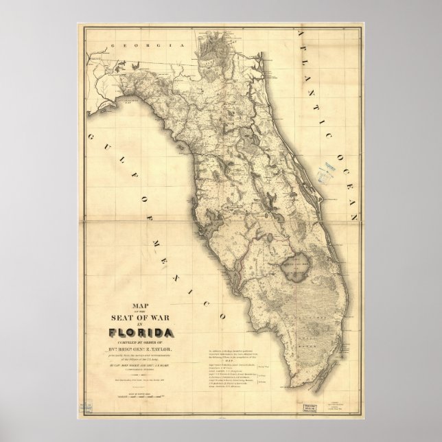 Póster Mapa de Florida de 1839 (Frente)