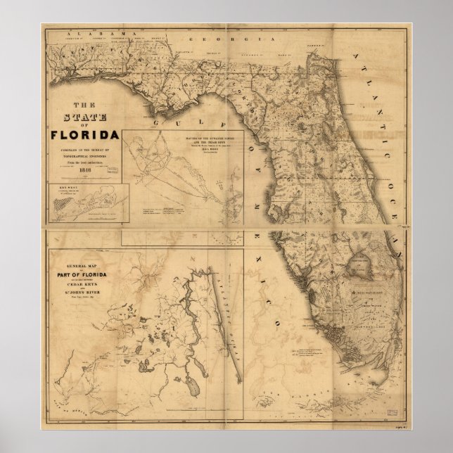 Póster Mapa de Florida de 1846 (Frente)
