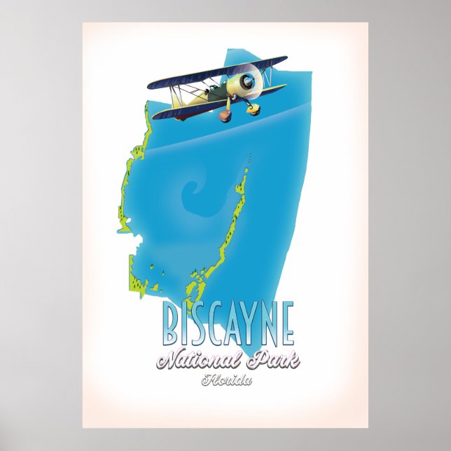 Póster Mapa de Florida en el parque nacional de Biscaye (Frente)