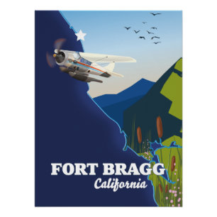 Póster Mapa de Fort Bragg California