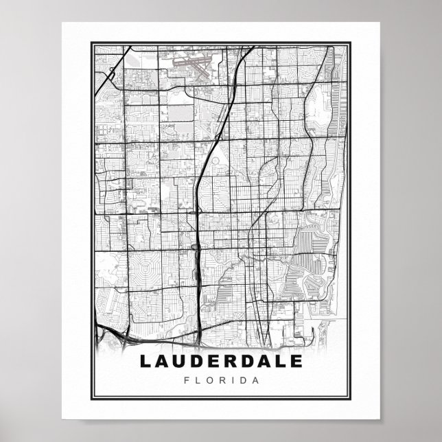 Póster Mapa de Fort Lauderdale (Frente)