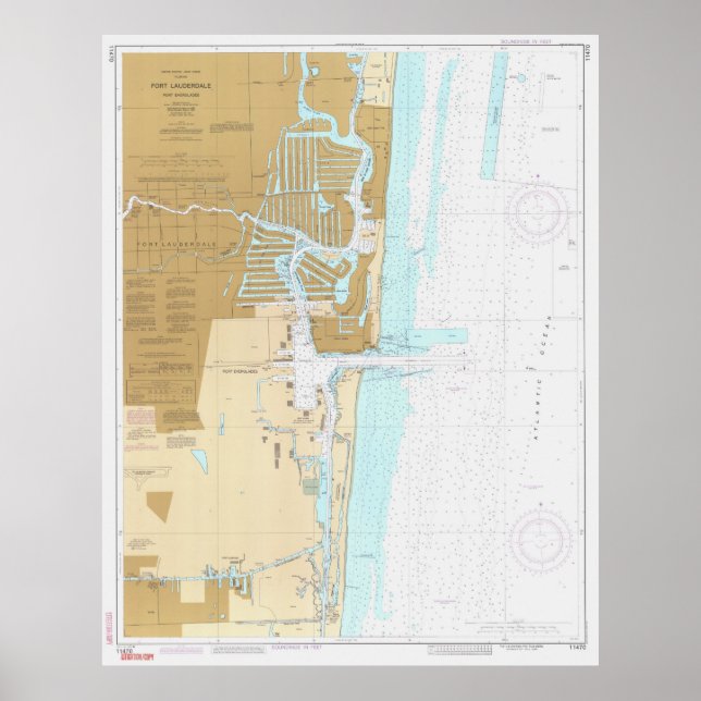 Póster Mapa de Fort Lauderdale FL (1991) (Frente)