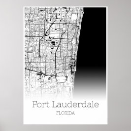Póster Mapa de Fort Lauderdale - Florida - Poster de Mapa