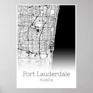 Póster Mapa de Fort Lauderdale - Florida - Poster de Mapa