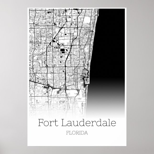 Póster Mapa de Fort Lauderdale - Florida - Poster de Mapa (Frente)
