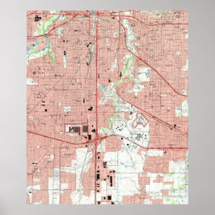 Póster Mapa de Fort Worth Tejas (1995)