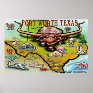 Póster Mapa de Fort Worth TEXAS