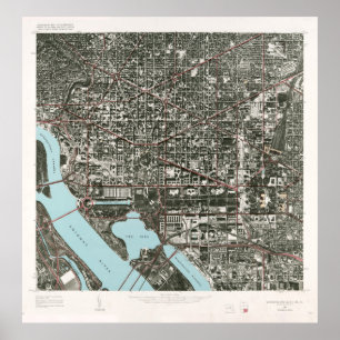 Póster Mapa de fotografías satelitales de Washington DC (