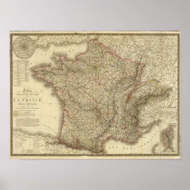 Póster Mapa de Francia (Frente)