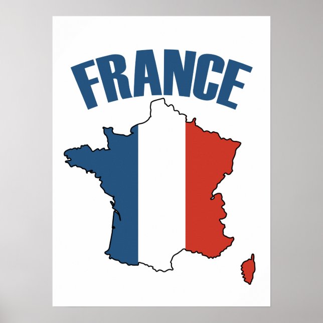 Póster Mapa de Francia - Bandera francesa (Frente)