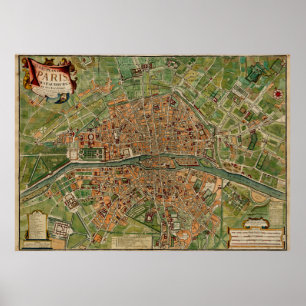 Póster Mapa de Francia de la época de París (1766)