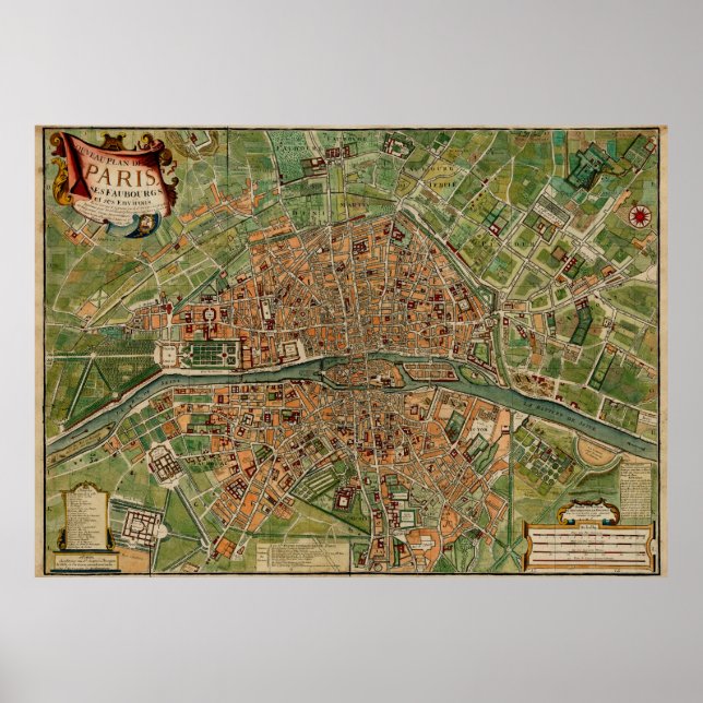 Póster Mapa de Francia de la época de París (1766) (Frente)