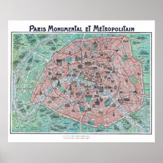 Póster Mapa de Francia de la época de París de 1932