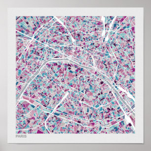 Póster Mapa de Francia en París