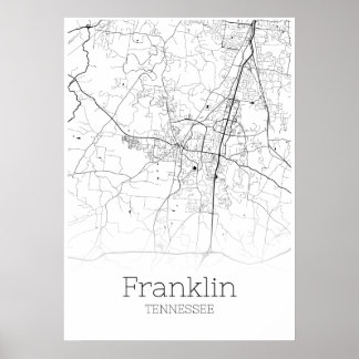Póster Mapa de Franklin - Tennessee - Poster de mapas de 