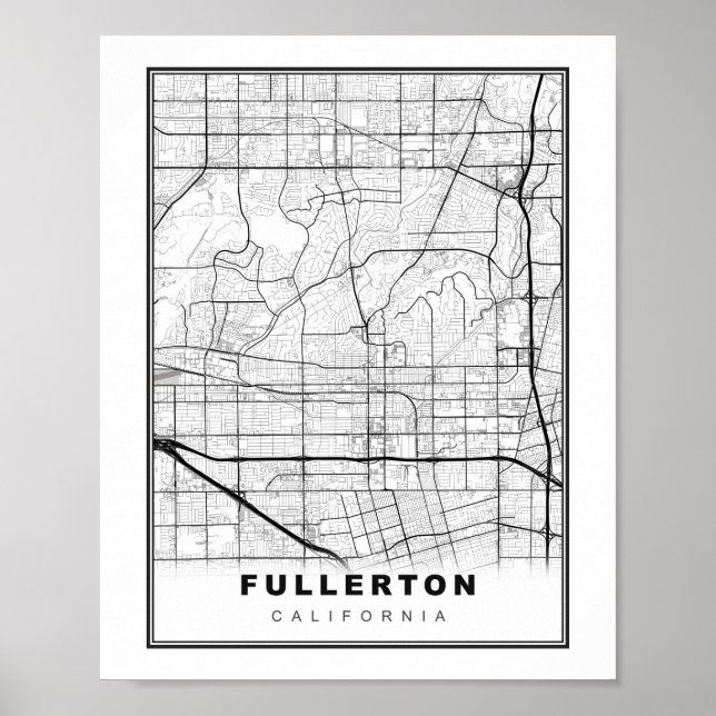 Póster Mapa de Fullerton (Frente)
