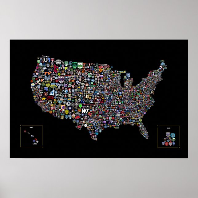 Póster Mapa de fútbol de EEUU (Frente)