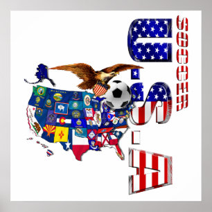 Póster Mapa de fútbol de Estados Unidos