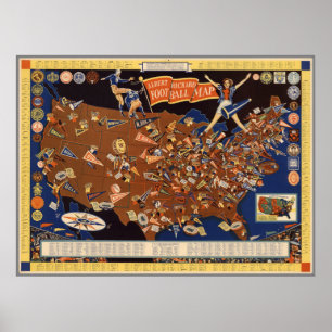Póster Mapa de Fútbol del Vintage Albert Richard