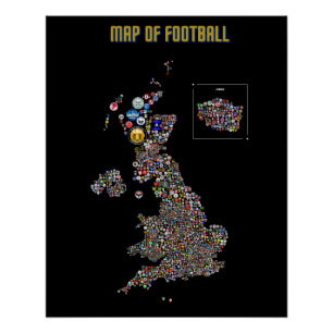 Póster Mapa De Fútbol (Reino Unido)