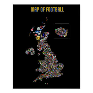 Póster Mapa De Fútbol (Reino Unido)