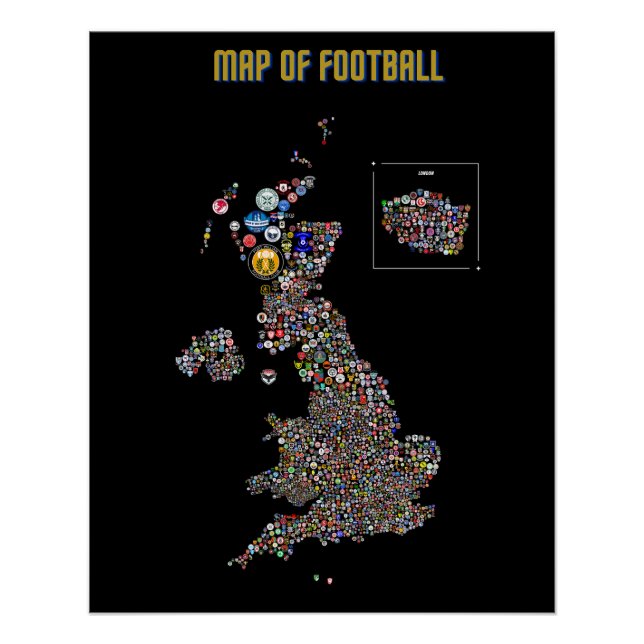 Póster Mapa De Fútbol (Reino Unido) (Anverso)