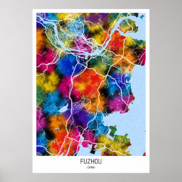 Póster Mapa de Fuzhou China
