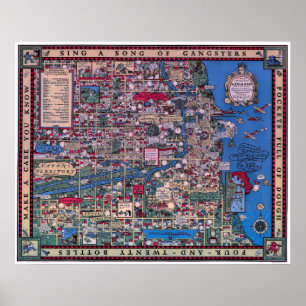 PÓSTER MAPA DE GANGLAND DE PROHIBICIÓN DE CHICAGO 1931