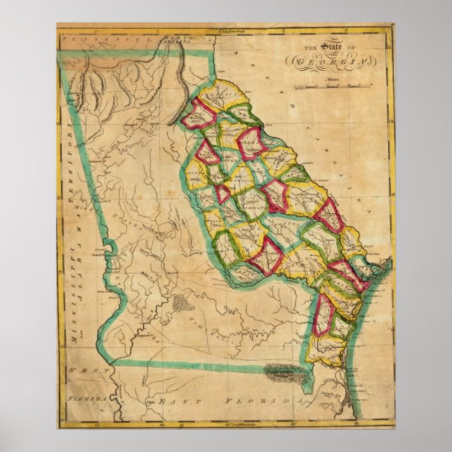 Póster Mapa de Georgia (Frente)