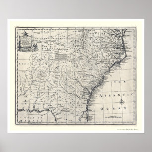 Póster Mapa de Georgia y de Carolinas de Bowen 1752