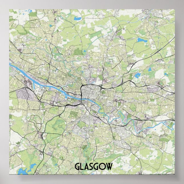 Póster Mapa de Glasgow (Frente)