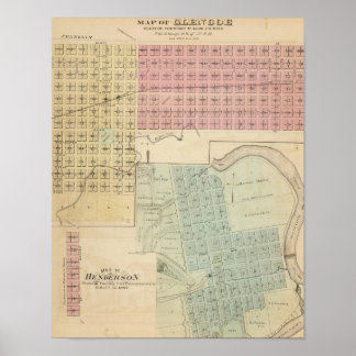 Póster Mapa de Glencoe, Mapa de Henderson, Minnesota
