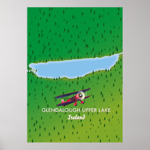Póster Mapa de Glendalough Upper Lake Ireland