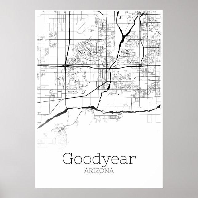 Póster Mapa de Goodyear - Arizona - Poster del Mapa de la (Frente)