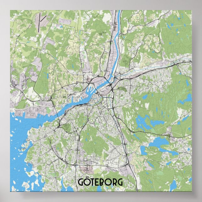 Póster Mapa de Gotemburgo (Frente)