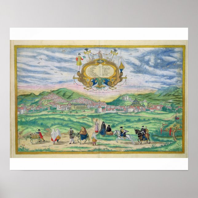 Póster Mapa de Granada, de 'Civitates Orbis Terrarum' por (Frente)