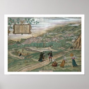 Póster Mapa de Granada, de "Civitates Orbis Terrarum", V