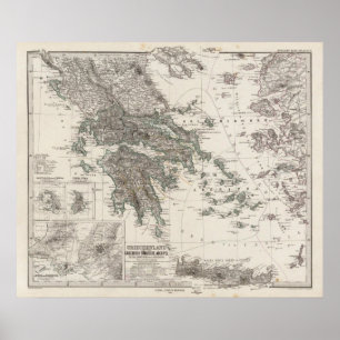 Póster Mapa de Grecia de Stieler