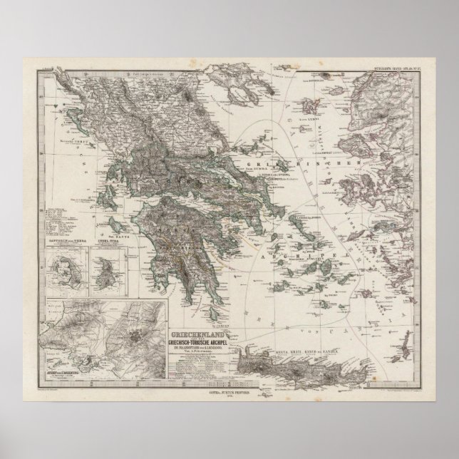 Póster Mapa de Grecia de Stieler (Frente)
