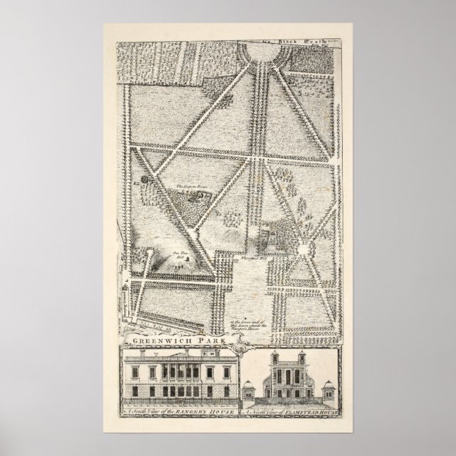 Póster Mapa de Greenwich Park (Frente)