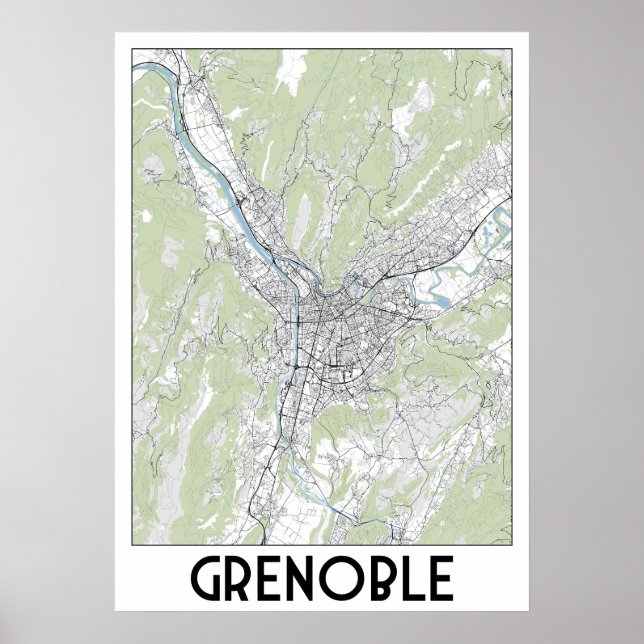 Póster Mapa de Grenoble France (Frente)