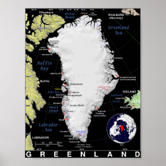 Póster Mapa de Groenlandia