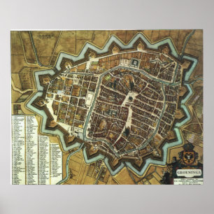 Póster Mapa de Groningen 1652