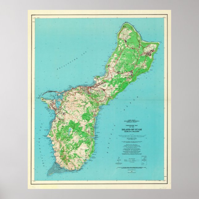 Póster Mapa de Guam Vintage (1965) (Frente)